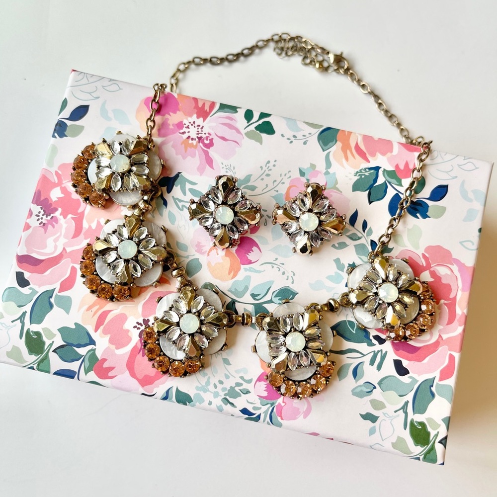 EUC Rhinestone Necklace and Earring Set